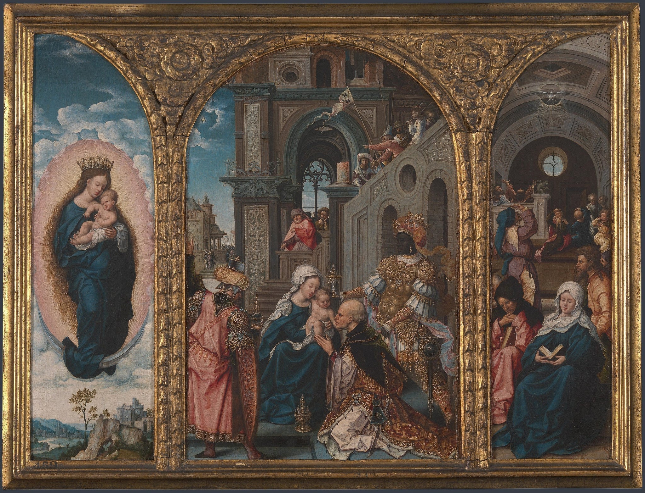Triptyque. L'Adoration des Mages, la Descente du - Jan Gossaert image 1 copie de tableau peinte à la main