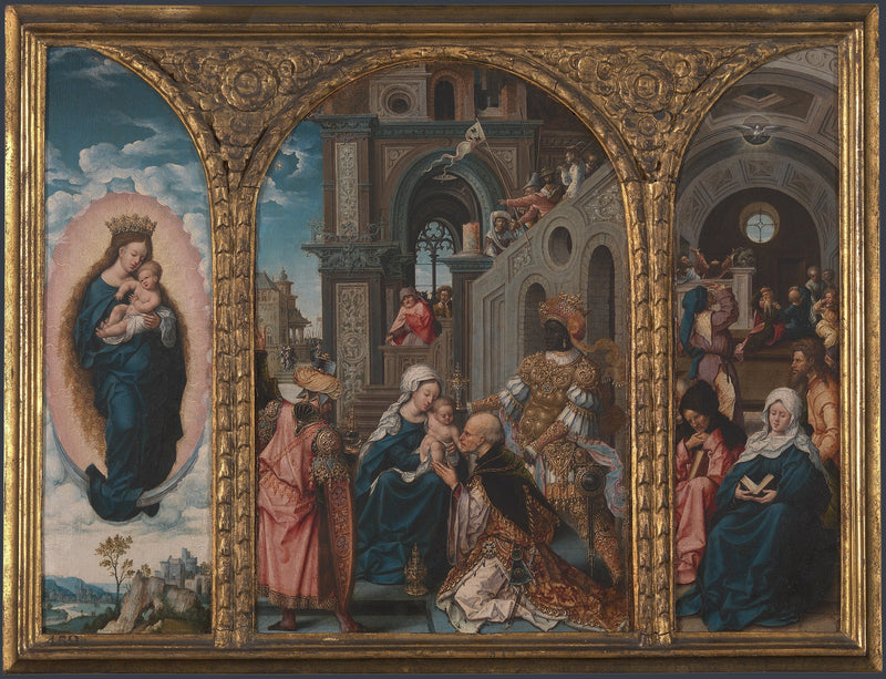 Triptychon. Die Anbetung der Könige, die Herabkunft des - Jan Gossaert