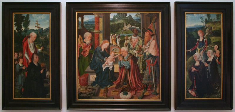 Triptychon, das die Anbetung der Heiligen Könige darstellt - Joos van Cleve