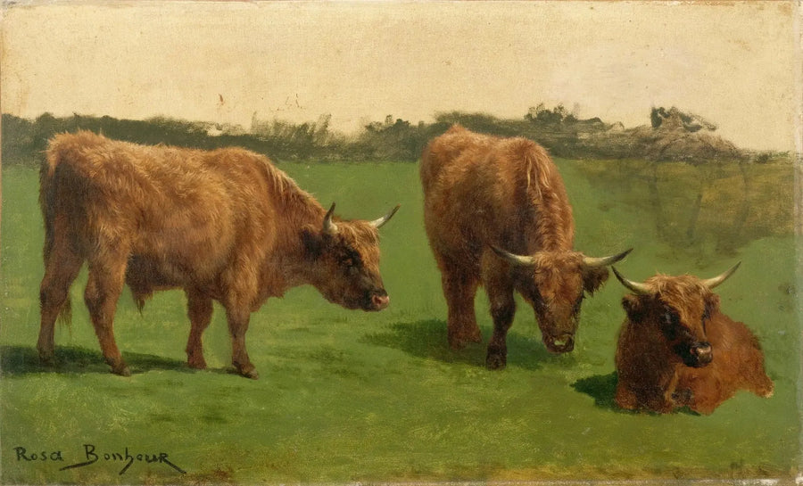 Drei rotbraune Ochsen auf der Weide - Rosa Bonheur