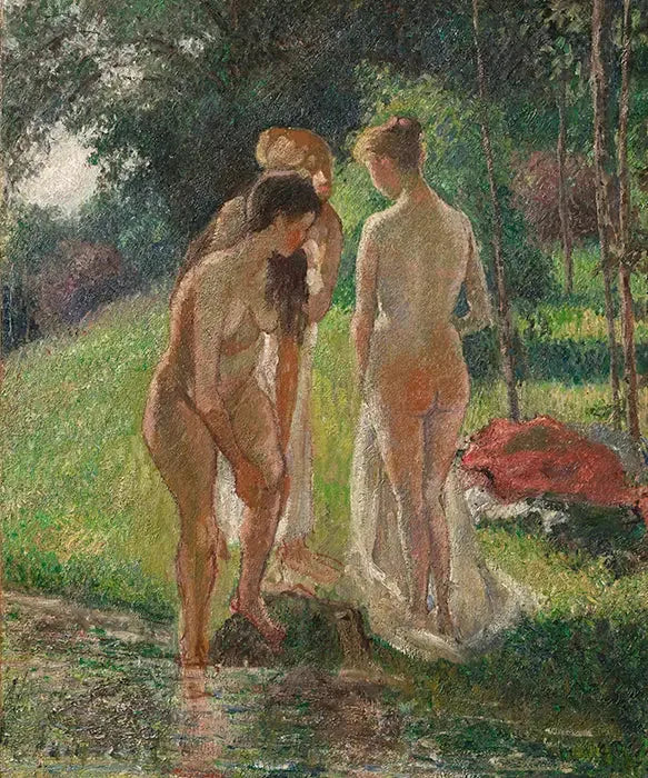 Drei Badende, die aus dem Bad kommen - Camille Pissarro