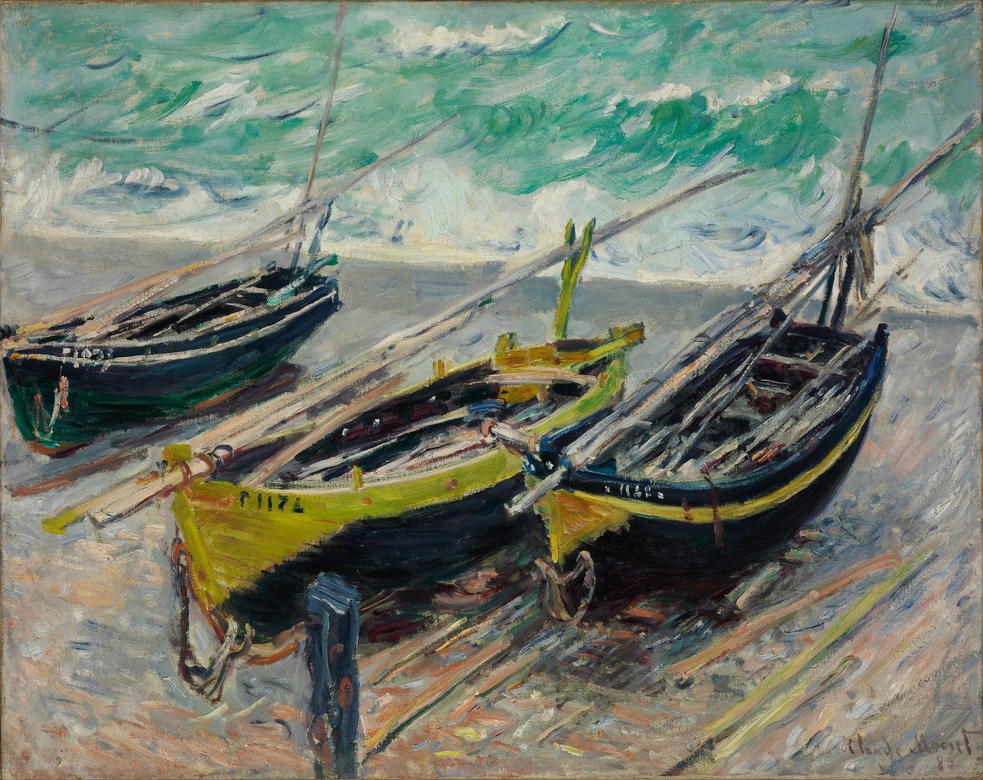 Trois Bateaux de pêche W1029 par Claude Monet, Museum of Fine Arts Budapest
