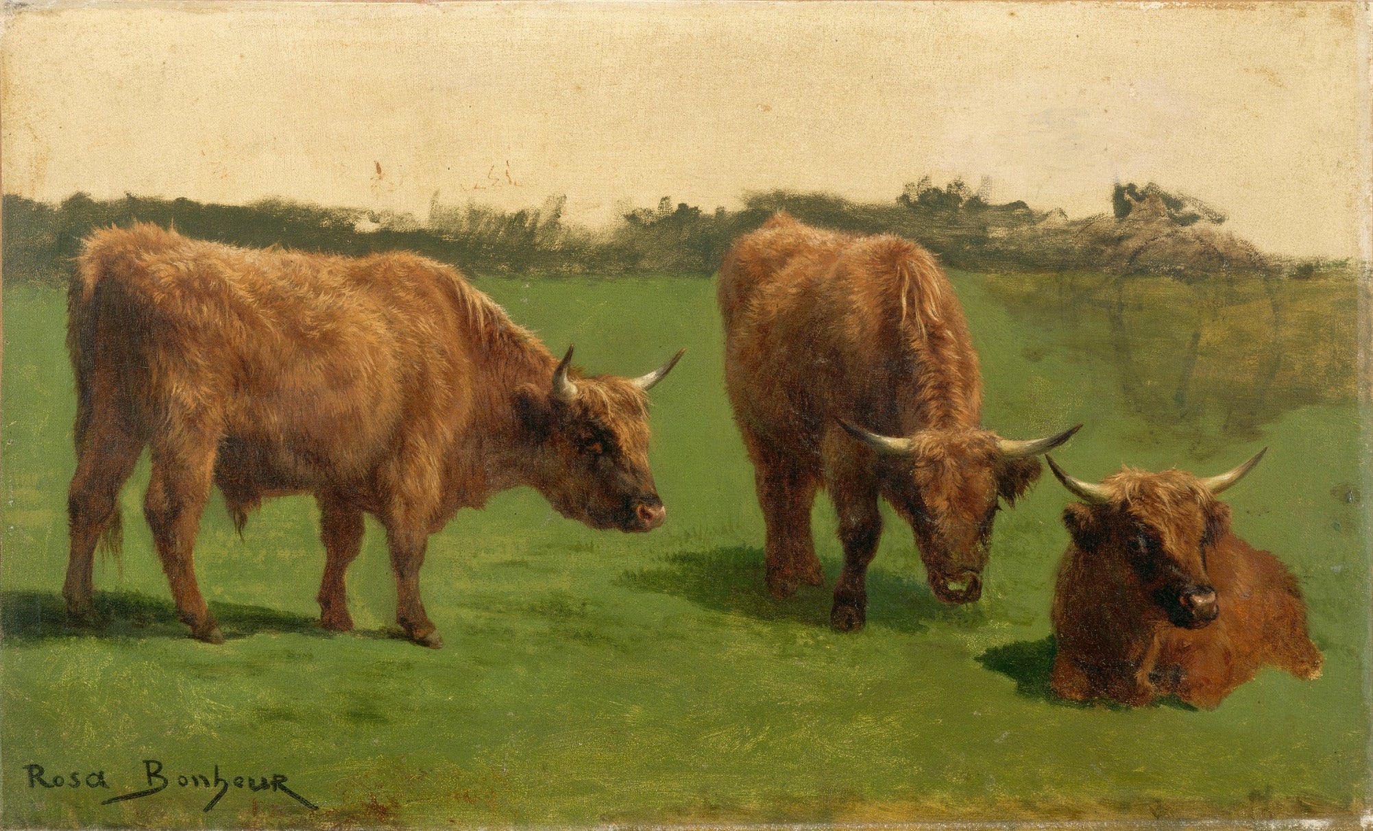 Trois bœufs roux au pâturage - Rosa Bonheur - Alpha Reproduction