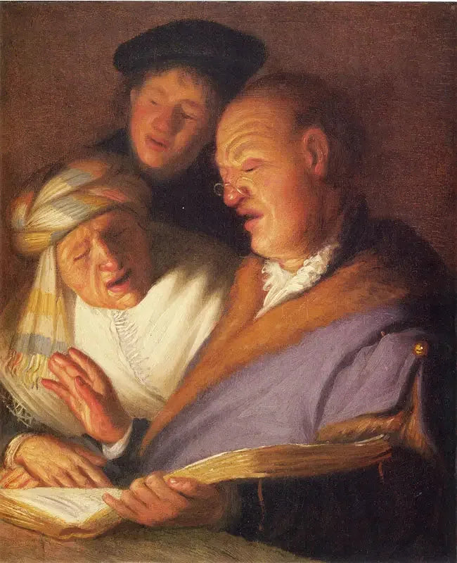 Drei Sänger (Allegorie des Hörens) - Rembrandt