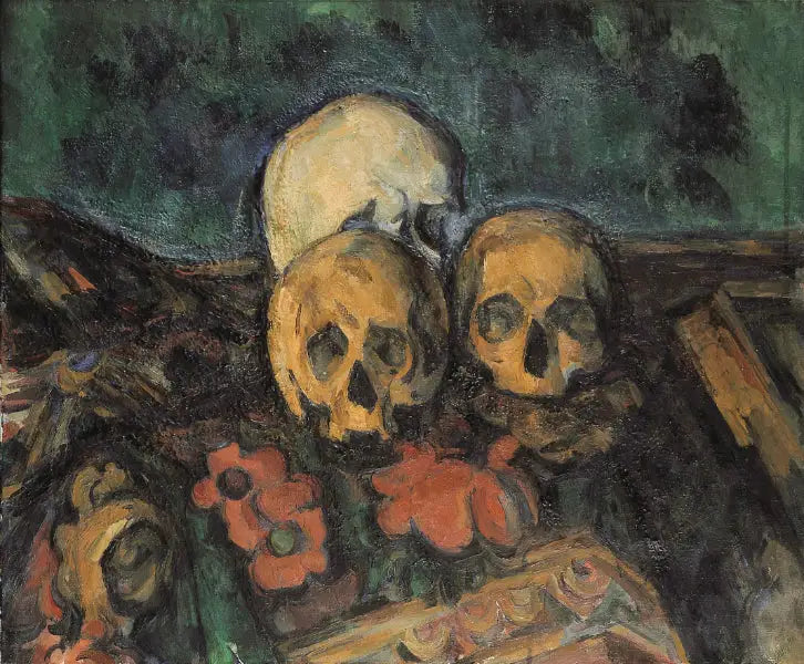 Drei Totenschädel auf einem Orientteppich - Paul Cézanne