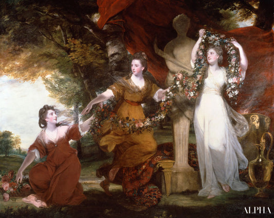 Trois dames ornant un Herm d'Hymen - Joshua Reynolds - Reproductions de tableaux et peintures haut de gamme