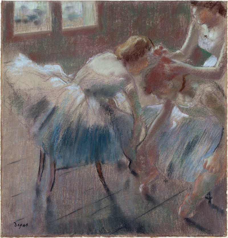 Drei Tänzer bereiten sich auf den Unterricht vor - Edgar Degas