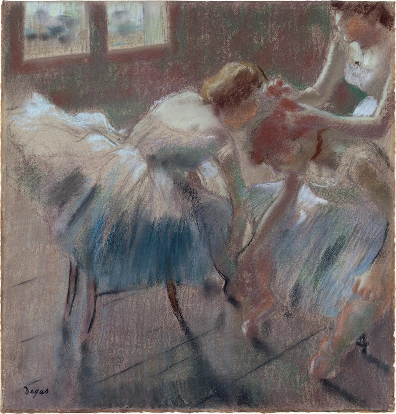 Drei Tänzer bereiten sich auf den Unterricht vor - Edgar Degas