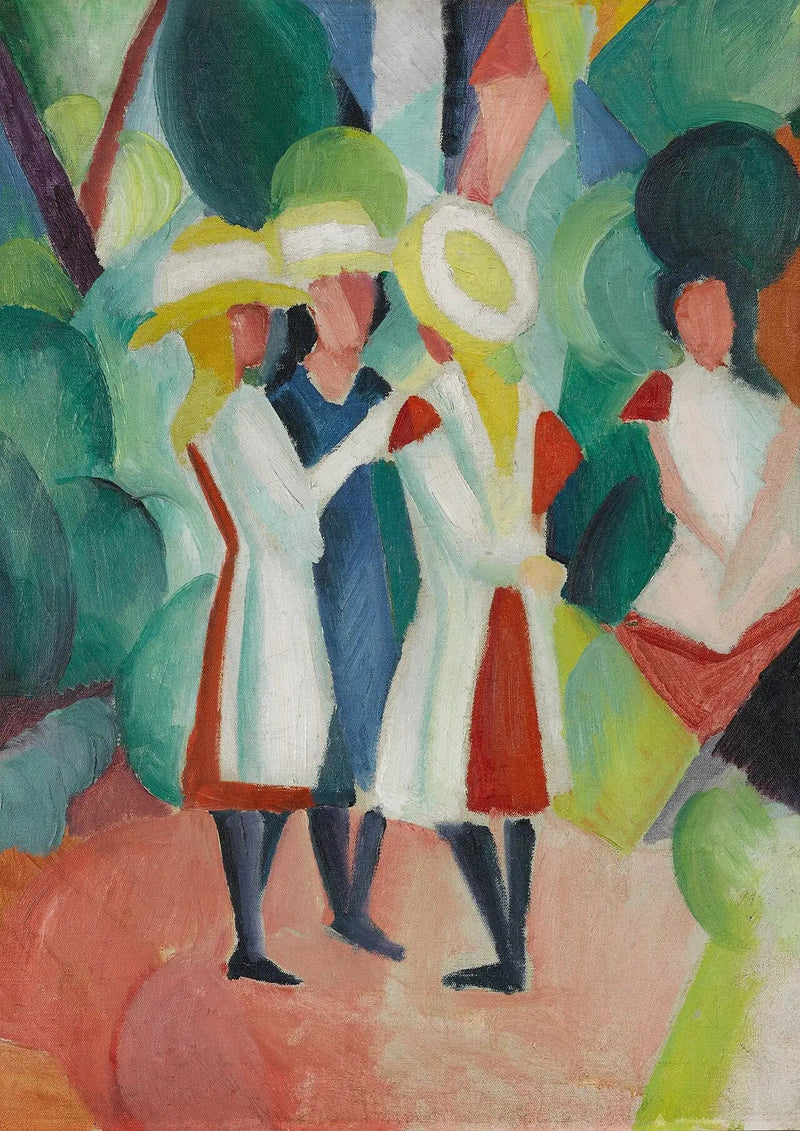 Drei Mädchen mit gelben Strohhüten - August Macke