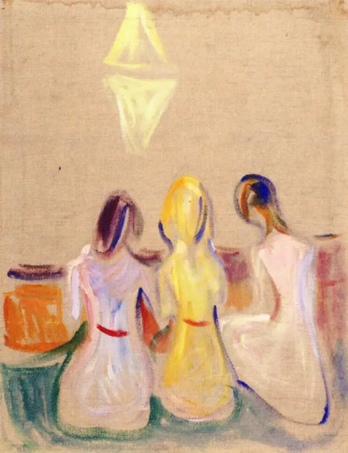 Drei junge Frauen sitzen - Edvard Munch