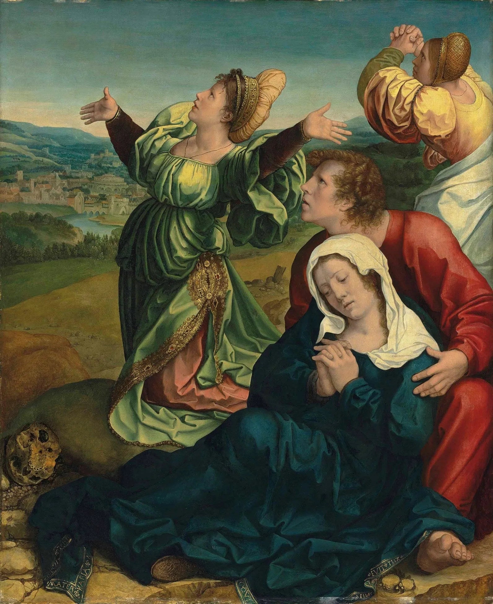 Trois Maries et saint Jean l'Évangéliste au pied de la Croix - Bernard van Orley image 1 copie peinte à la main à l’huile