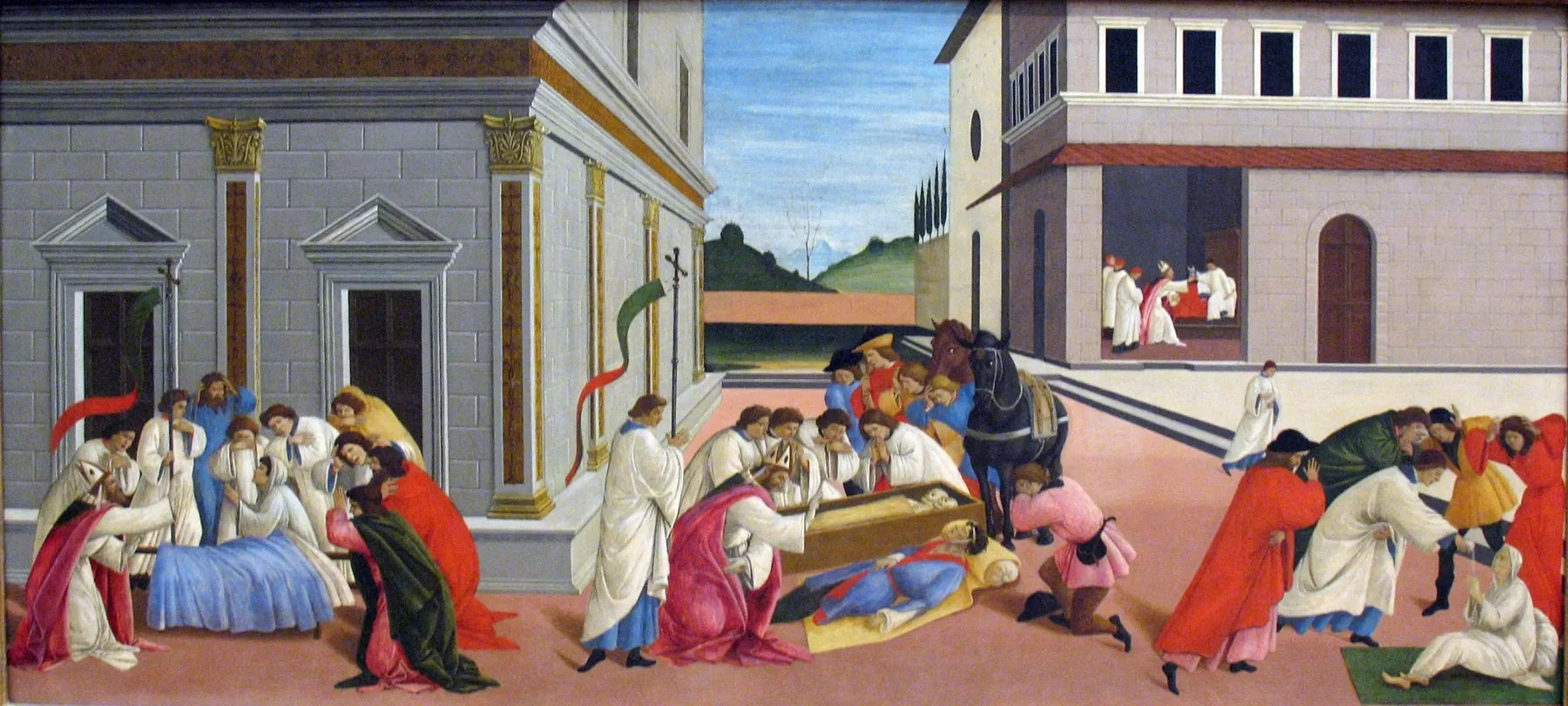 Trois Miracles de saint Zénobe de Sandro Botticelli, vers 1500, National Gallery NG3919 – reproduction peinture à l’huile sur toile