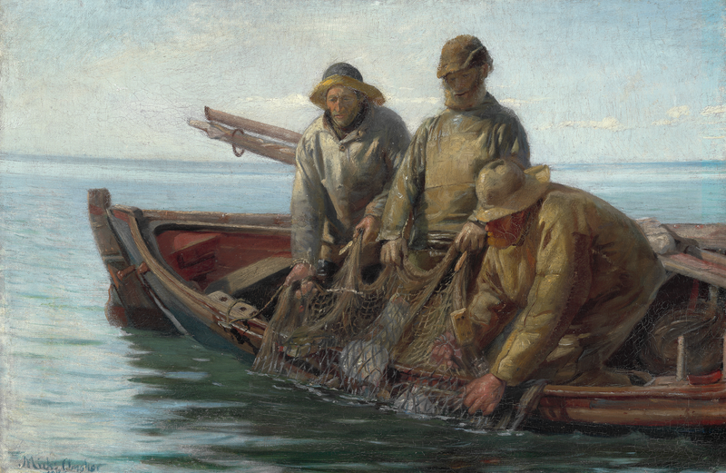 Drei Fischer aus Skagen holen ihre Netze ein. – Michael Peter Ancher