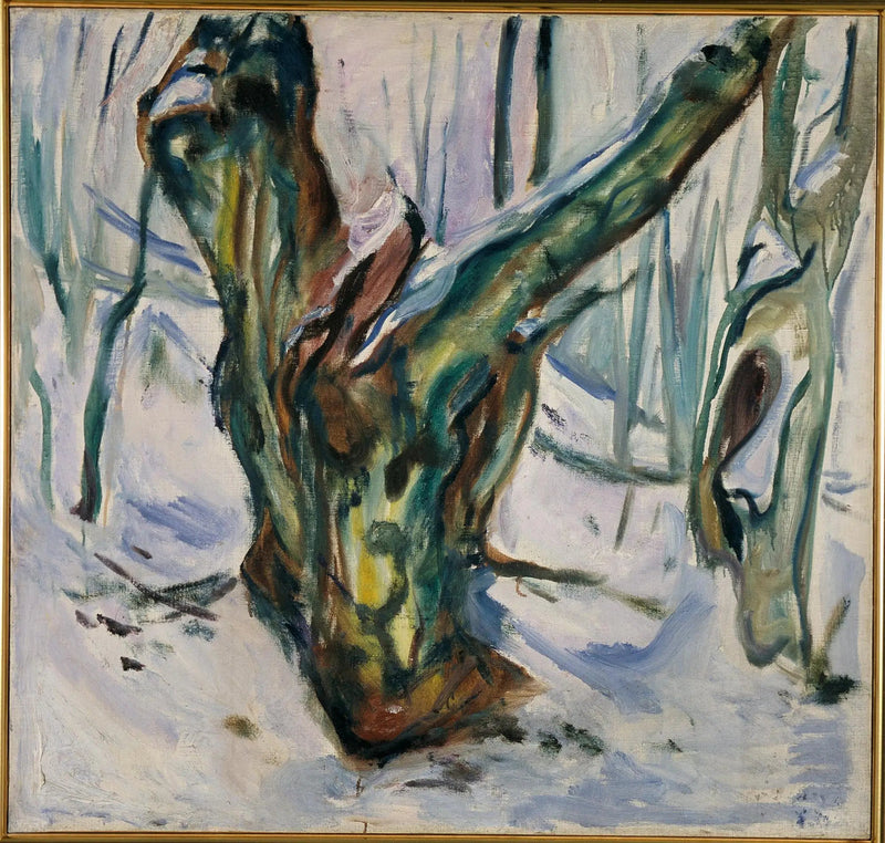 Raue Baumstämme im Schnee - Edvard Munch