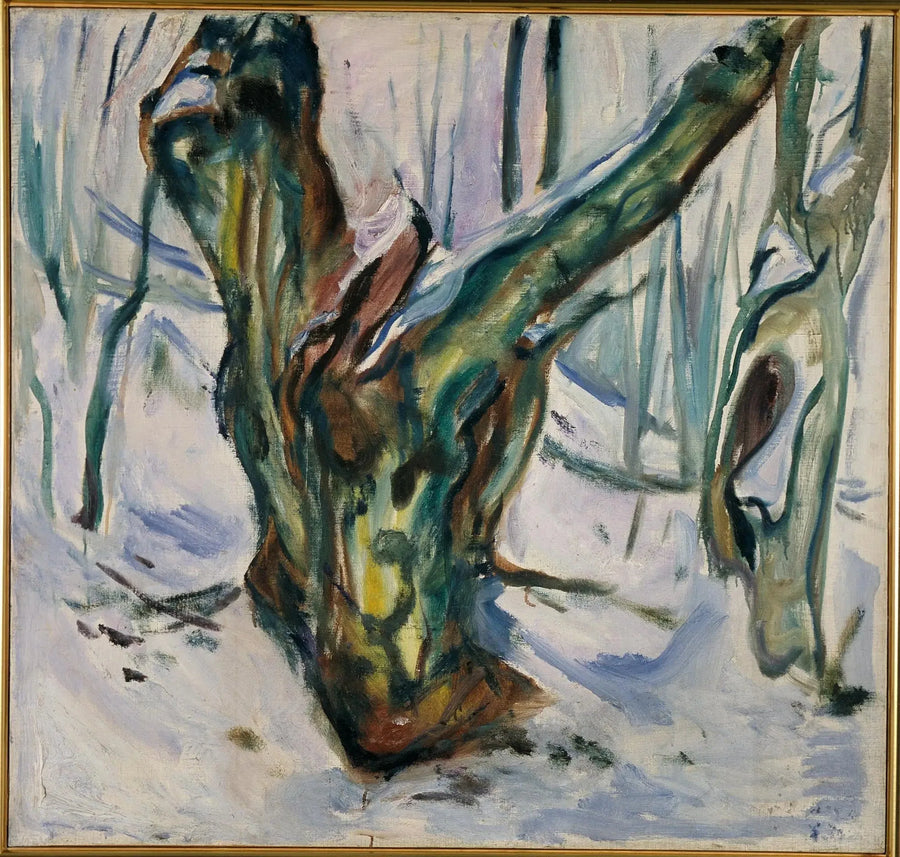 Raue Baumstämme im Schnee - Edvard Munch