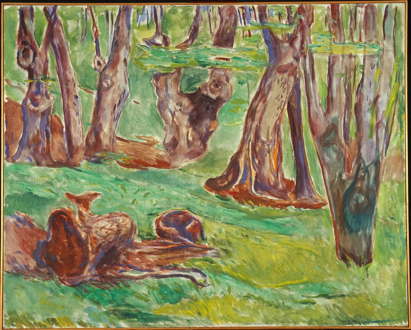 Raue Baumstämme im Sommer - Edvard Munch