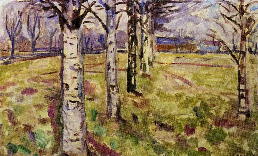 Troncs de bouleaux - Edvard Munch image 1 copie peinte à la main à l’huile