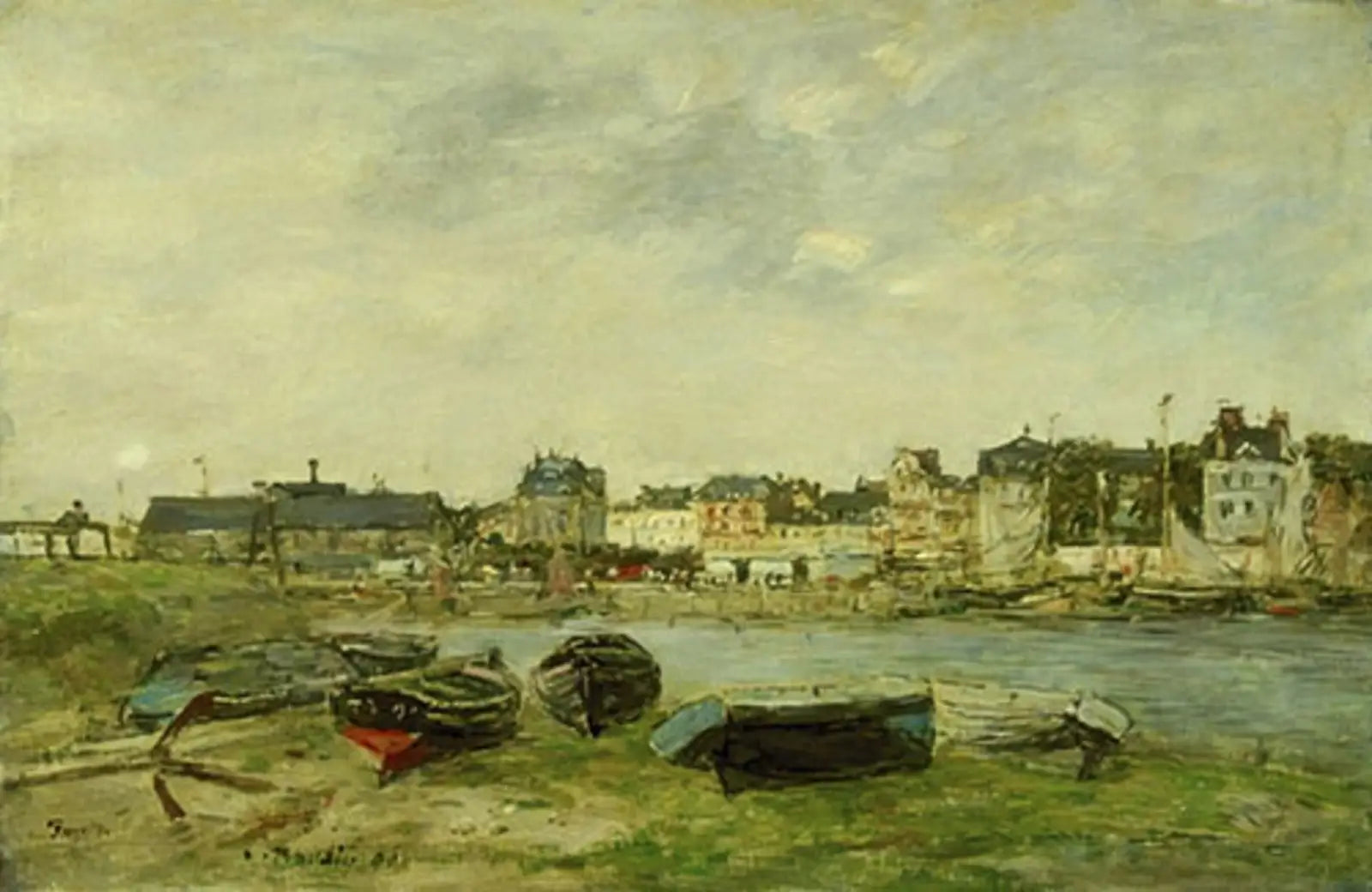 Trouville, le port à marée basse - Eugène Boudin image 1 copie peinte à la main à l’huile