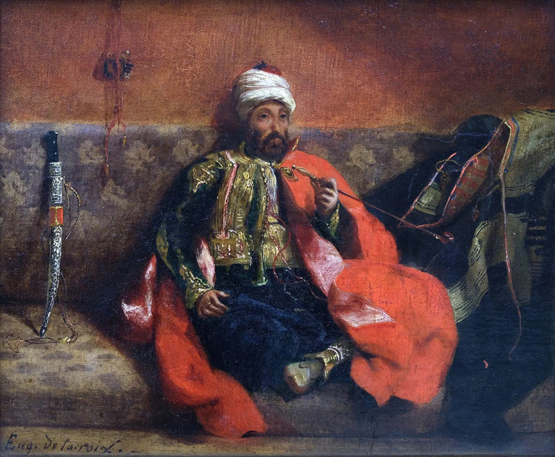 Rauchender Türke, sitzend auf einem Sofa - Eugène Delacroix