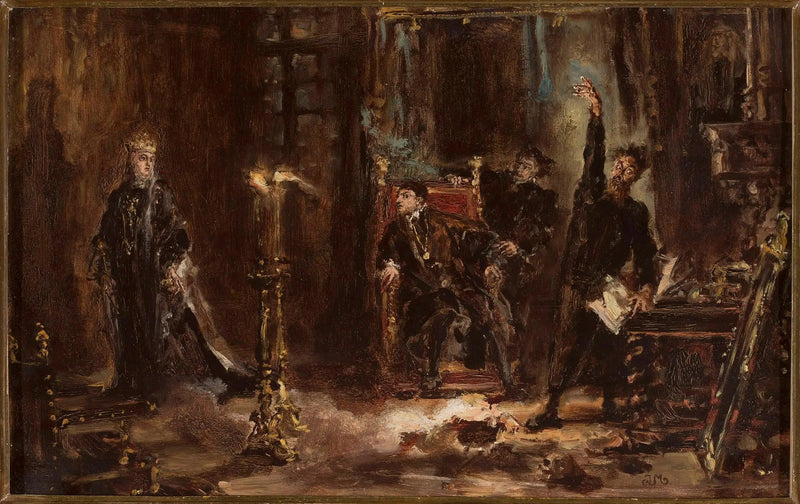 Twardowski invoquant den Geist von Barbara für Sigismund August, Skizze - Jan Matejko