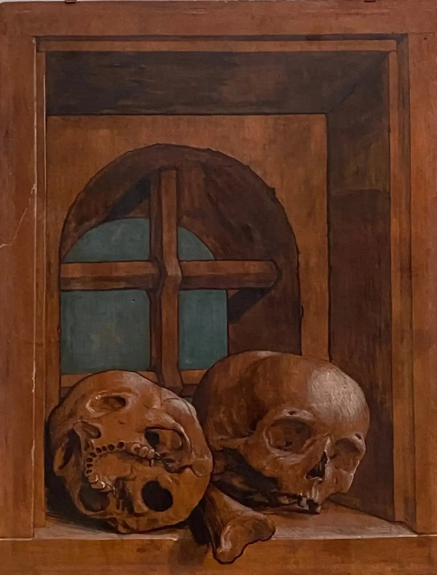 Zwei Schädel in einer Fensternische - Hans Holbein der Jüngere