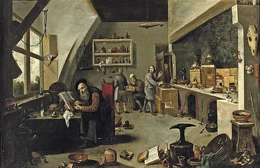Ein Alchemist in seinem Atelier - David Teniers der Jüngere