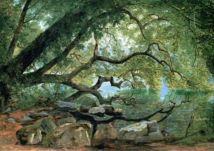 Ein Ilex-Baum auf dem Albano-See in Italien - John Frederick Kensett
