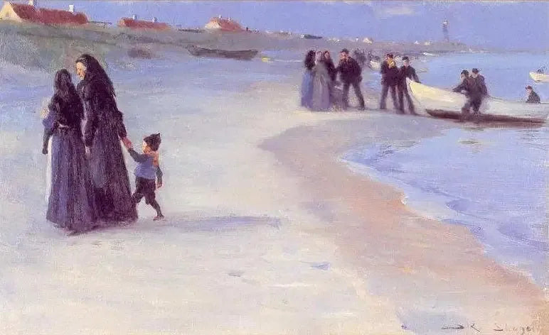 Ein weißes Boot am Strand. Ein sanfter Sommerabend. - Peder Severin Krøyer