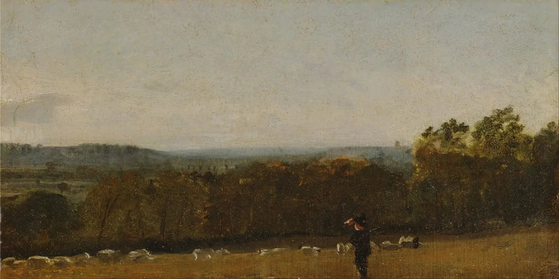 Ein Hirte in einer Landschaft, die durch Dedham Vale in Richtung Langham blickt - John Constable