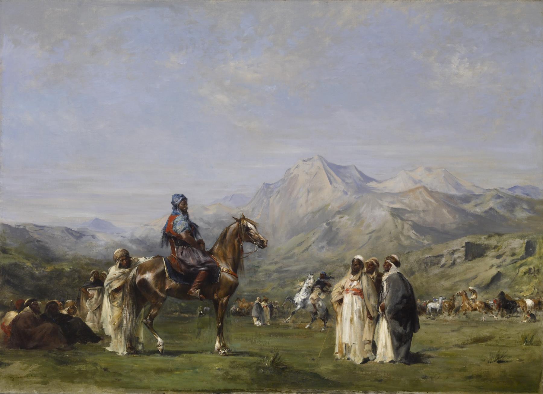 Un campement dans les montagnes de l'Atlas - Eugène Fromentin image 1 copie de tableau peinte à la main