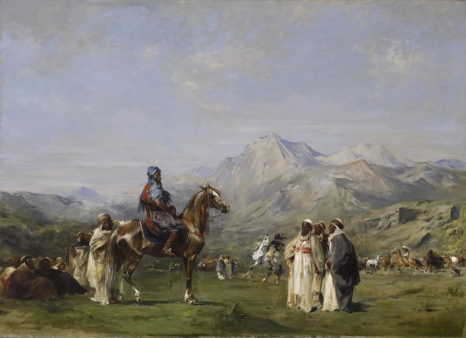 Un campement dans les montagnes de l'Atlas - Eugène Fromentin image 1 copie de tableau peinte à la main