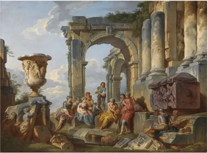 Ein Capriccio mit dem heiligen Petrus, der den Römern predigt - Giovanni Paolo Panini