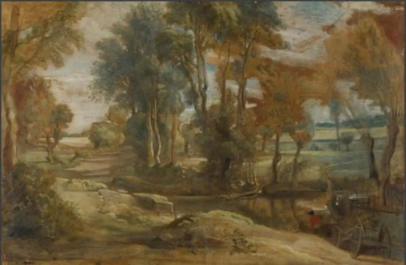 Ein Wagen, der einen Bach überquert - Peter Paul Rubens