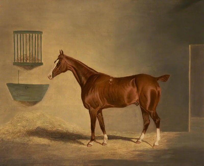 Ein rotes Pferd in einem Stall - John Frederick Herring, Sr.