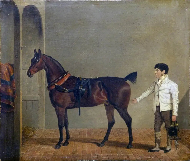Ein Kutschpferd mit Kutscher in einem Stall - John Frederick Herring, Sr.