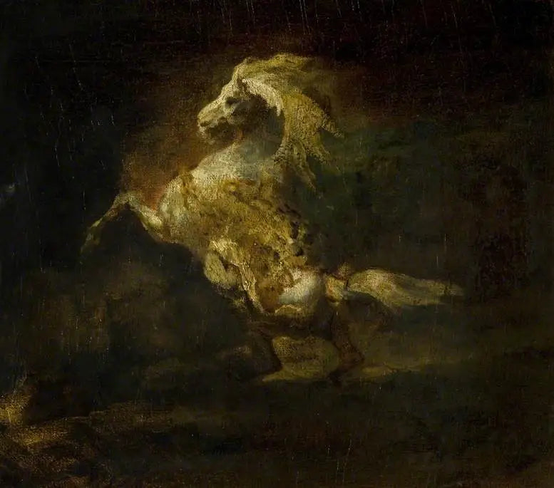 Un cheval gris cabré - Théodore Géricault image 1 copie de tableau peinte à la main
