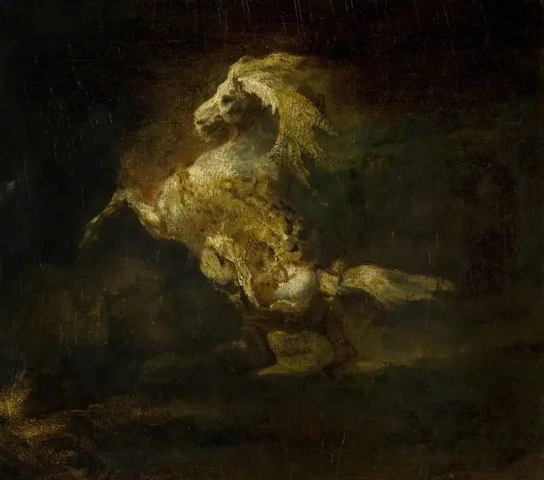 Ein aufgerichtetes graues Pferd - Théodore Géricault