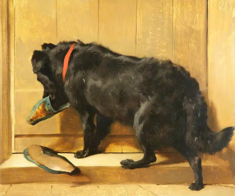Ein Hund mit einem Hausschuh - Edwin Henry Landseer