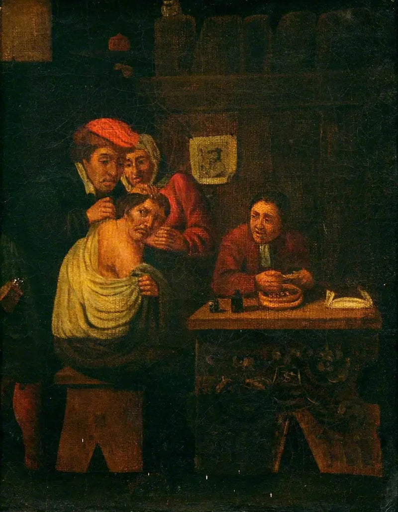 Ein Chirurg, der die Schulter eines Mannes operiert - David Teniers der Jüngere