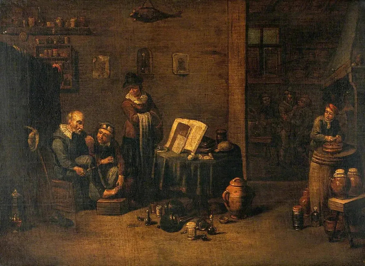 Un chirurgien opérant le pied - David Teniers le Jeune image 1 copie de tableau peinte à la main