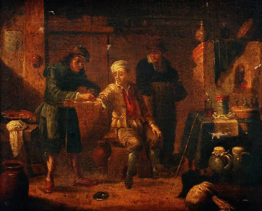 Ein Chirurg entnimmt Blut aus dem Arm eines Mannes - David Teniers der Jüngere