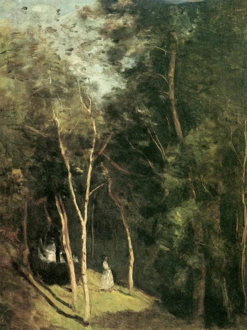 Ein Ecken des Parks in Port-Berteau, près Rochemont - Jean-Baptiste Camille Corot