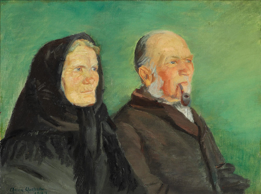 Ein Paar aus Skagen feiert seine goldene Hochzeit vor grüner Kulisse. – Anna Ancher