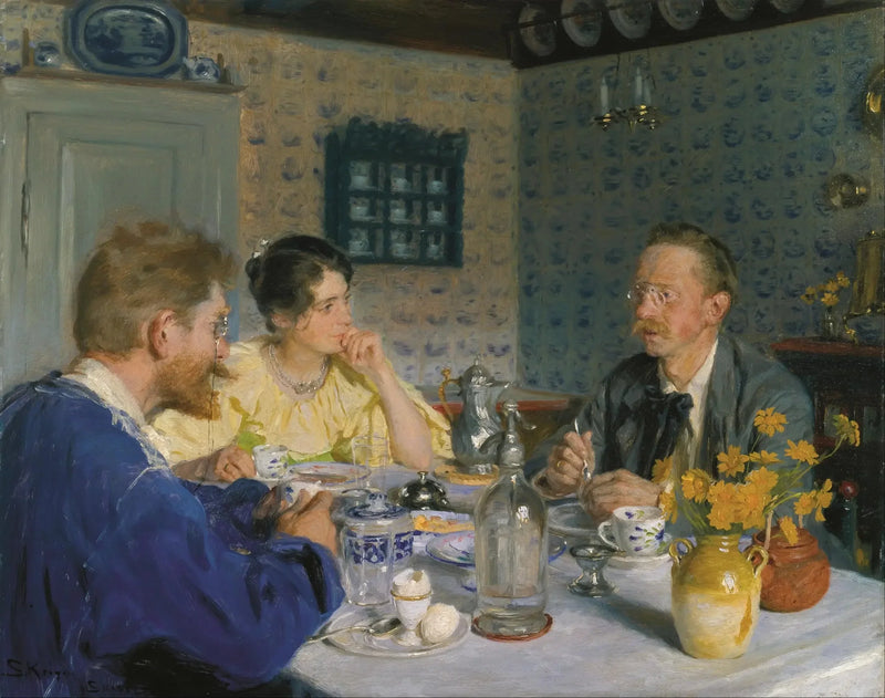 Ein Frühstück. Der Künstler, seine Frau und der Schriftsteller Otto Benzon - Peder Severin Krøyer