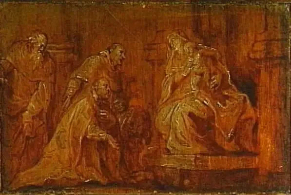 Ein Spender mit zwei Schutzheiligen, die die Jungfrau mit dem Kind verehren - Antoine van Dyck