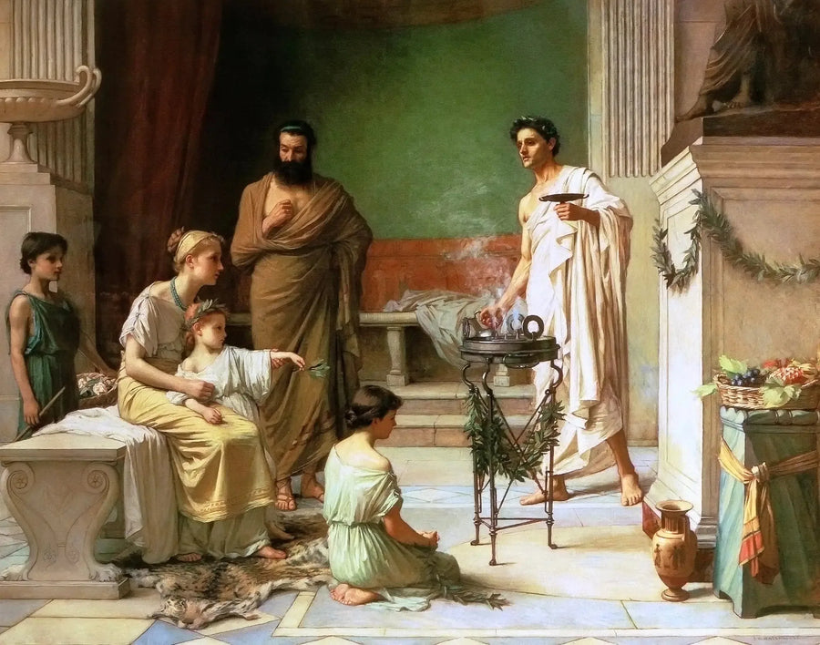Ein krankes Kind wird in den Äskulaptempel gebracht - John William Waterhouse