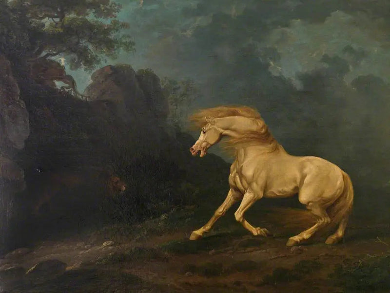 Ein Hengst, der von einem Löwen überrascht wird - George Stubbs