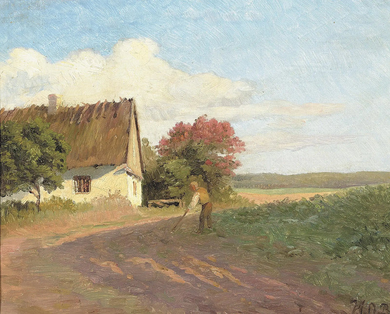 Ein Bauer, der an einem Sommertag auf einem Feld arbeitet. - H. A. Brendekilde