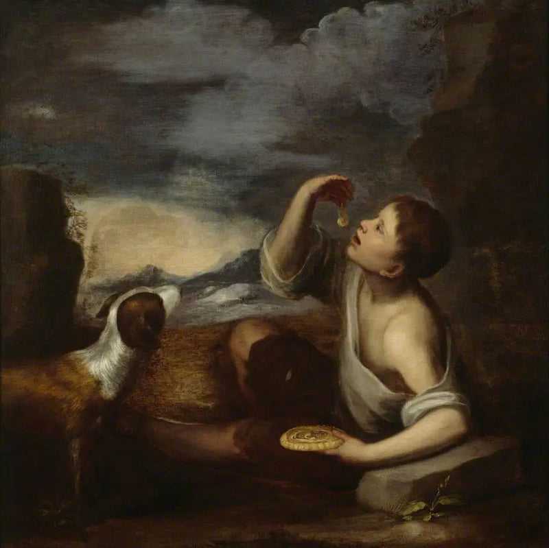 Ein spanischer Junge mit einem Hund - Bartolomé Esteban Murillo