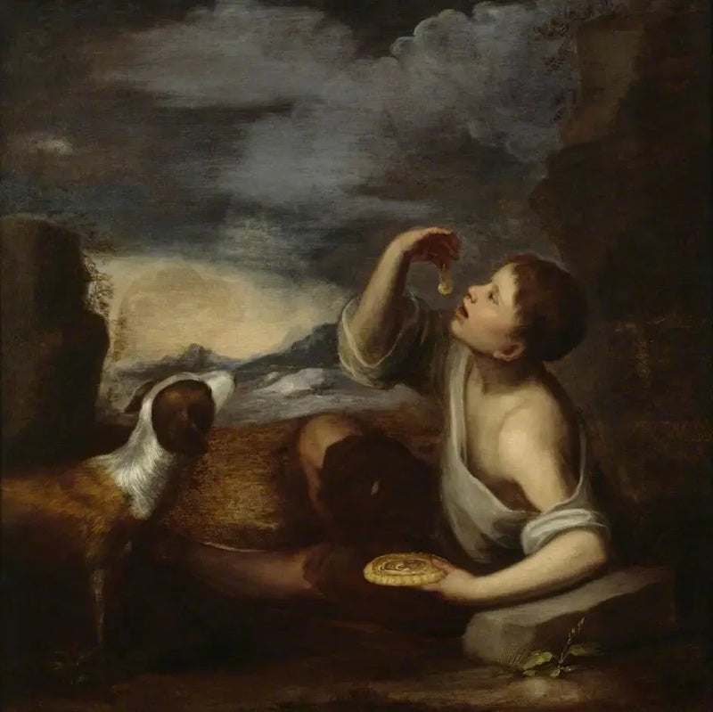 Ein spanischer Junge mit einem Hund - Bartolomé Esteban Murillo